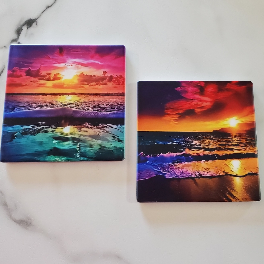 Ocean Sunsets 2 Pack Sandstone Coasters